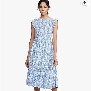 Lost + Wander Pick Me Midi Dress in Blue/White